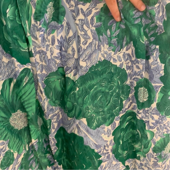 TCEC Hydrangea Floral A-Line Ruffle Bust Detail Feminine Preppy Midi Dress - Picture 7 of 16